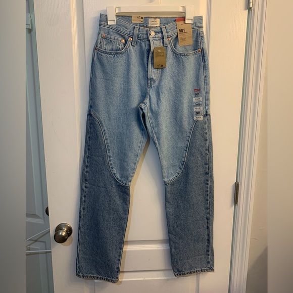 Levi’s 501 Original Chaps Straight Leg High Rise Denim Blue Jeans NEW western - Picture 5 of 8